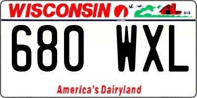 WI license plate 680WXL