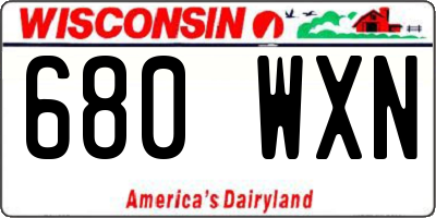 WI license plate 680WXN