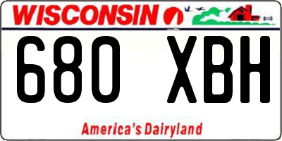 WI license plate 680XBH