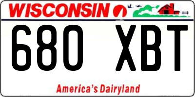 WI license plate 680XBT
