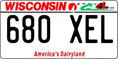 WI license plate 680XEL