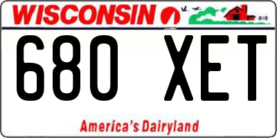 WI license plate 680XET