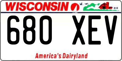 WI license plate 680XEV