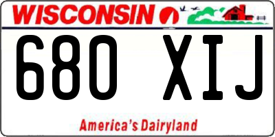 WI license plate 680XIJ