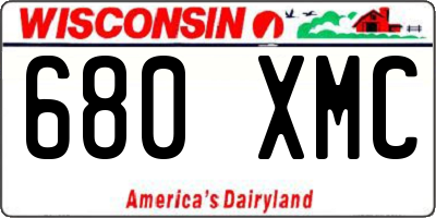 WI license plate 680XMC