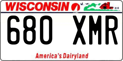 WI license plate 680XMR