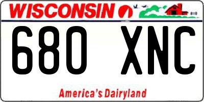 WI license plate 680XNC