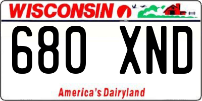 WI license plate 680XND