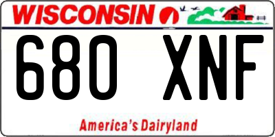 WI license plate 680XNF