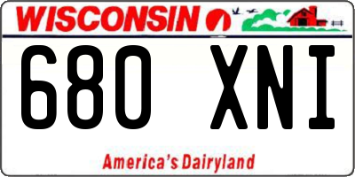 WI license plate 680XNI
