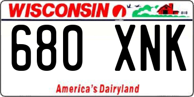 WI license plate 680XNK