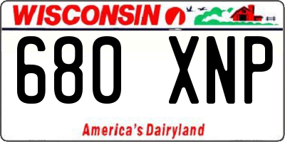 WI license plate 680XNP