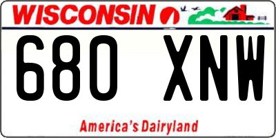 WI license plate 680XNW