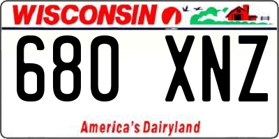 WI license plate 680XNZ