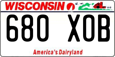 WI license plate 680XOB