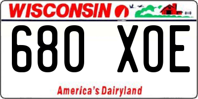 WI license plate 680XOE