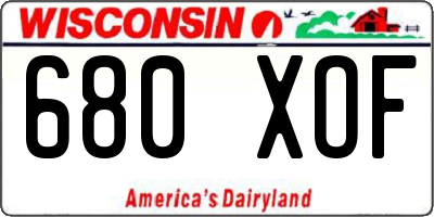WI license plate 680XOF