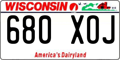 WI license plate 680XOJ