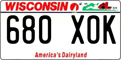 WI license plate 680XOK