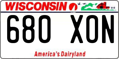 WI license plate 680XON