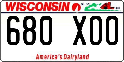 WI license plate 680XOO