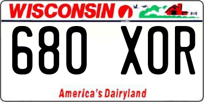 WI license plate 680XOR