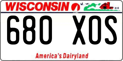 WI license plate 680XOS