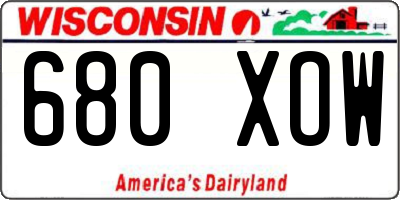 WI license plate 680XOW