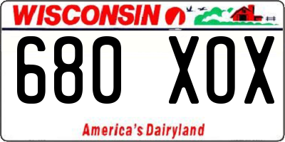 WI license plate 680XOX