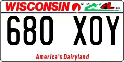 WI license plate 680XOY