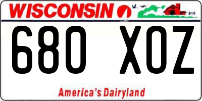 WI license plate 680XOZ