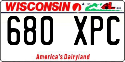 WI license plate 680XPC