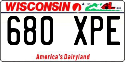 WI license plate 680XPE