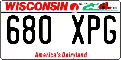 WI license plate 680XPG