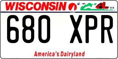 WI license plate 680XPR