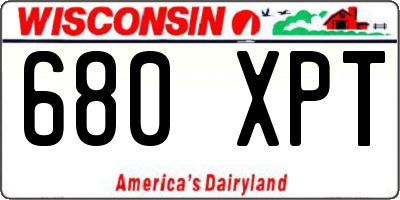WI license plate 680XPT