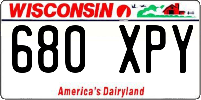 WI license plate 680XPY