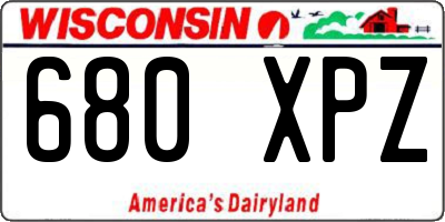 WI license plate 680XPZ