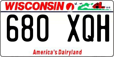 WI license plate 680XQH
