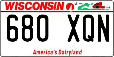 WI license plate 680XQN