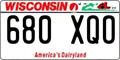 WI license plate 680XQO