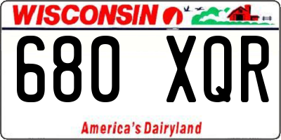 WI license plate 680XQR