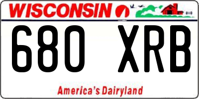 WI license plate 680XRB