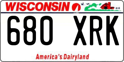 WI license plate 680XRK