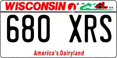 WI license plate 680XRS