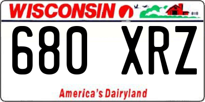 WI license plate 680XRZ