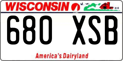 WI license plate 680XSB