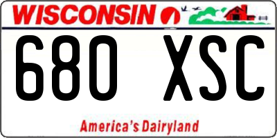WI license plate 680XSC