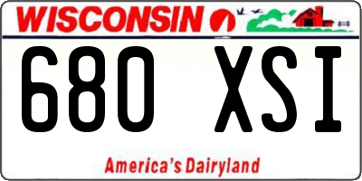 WI license plate 680XSI
