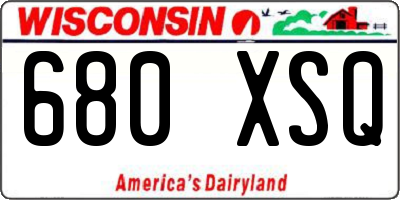 WI license plate 680XSQ